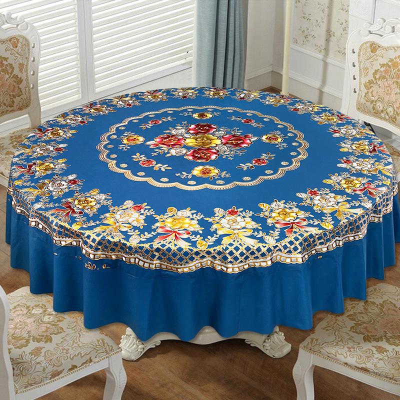 Luxury Waterproof PVC Tablecloth: Oilproof, Anti-scald, Wash-free Round Design for Hotels and Homes