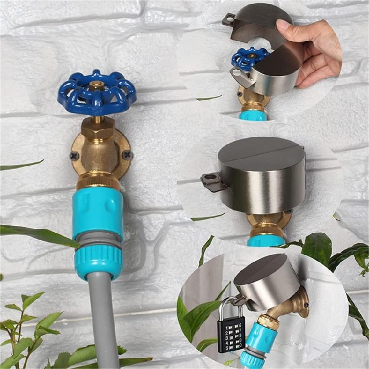 Outdoor Faucet Lock Systems Gate Valves Lock Stainless Steel Water Spigot Lock Faucet Protections Cover With Padlock