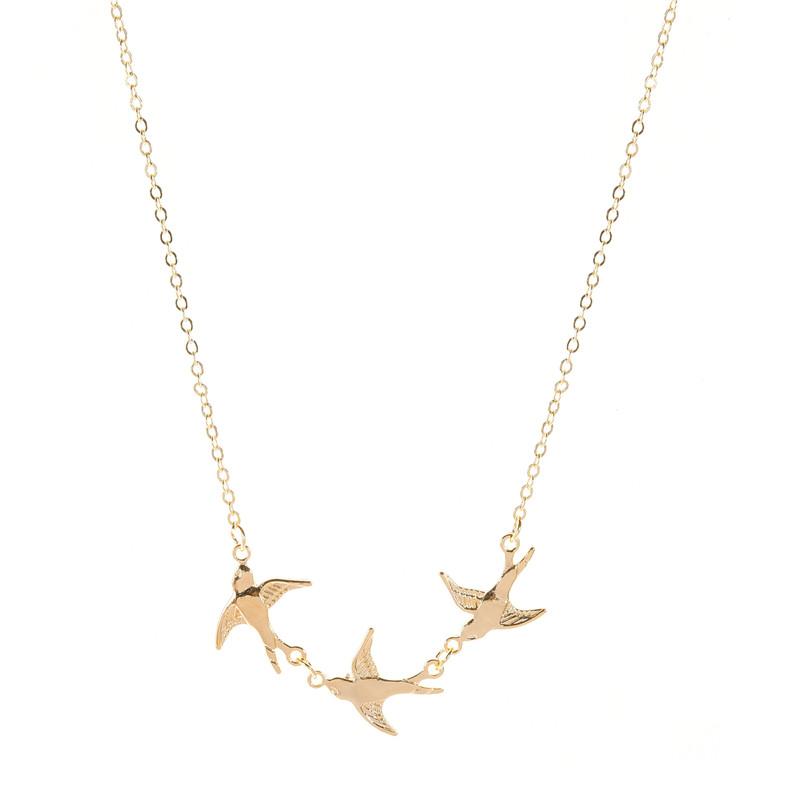 New Trendy Fashion Vintage Little Swallow Necklace for Women Vintage Simple Gold Sliver Color Chain Necklaces Jewelry Gifts