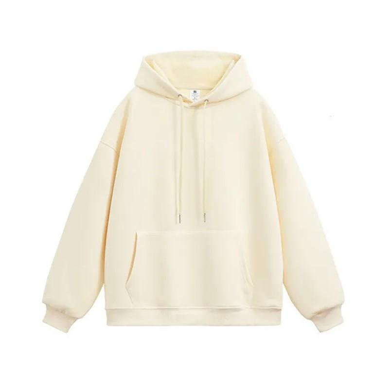 Womens Cotton Hoodie Loose Casual Solid Color Sweatshirt Couples Streetwear
