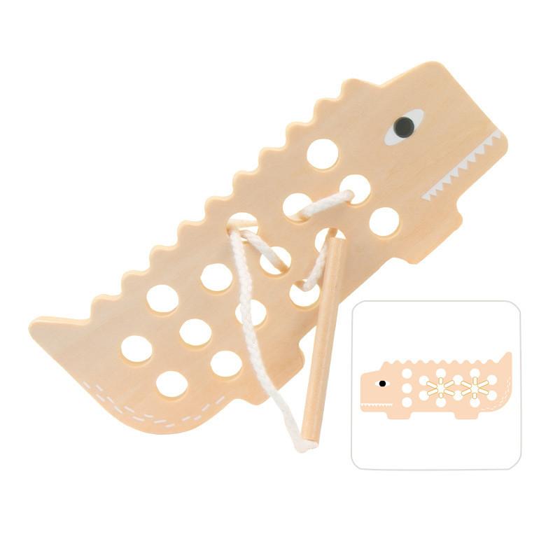 Wooden Crocodile Lacing Board Toy For Toddlers Play And Hand Practice Dexterity
