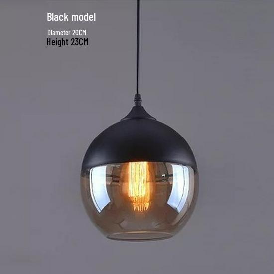 

Индустриальная ретро черная стеклянная люстра: Креативный одноламповый светильник для бара и ресторана No Light Source