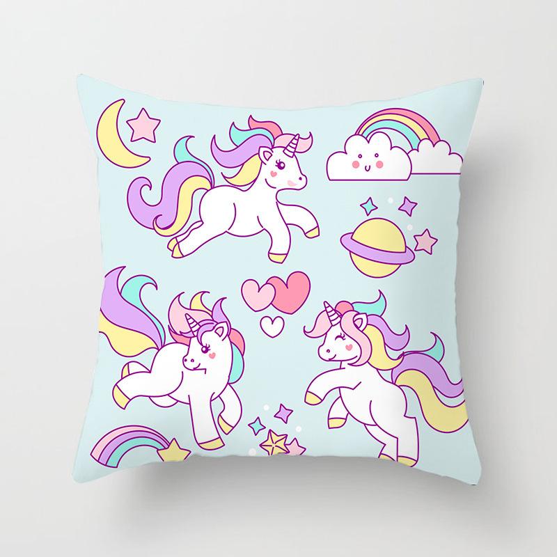Home Decor Unicorn Themed Cute Patterns for Cozy Decor Pattern Cushion Cover Suitable for Sofa Bedroom Car Pillow Cover