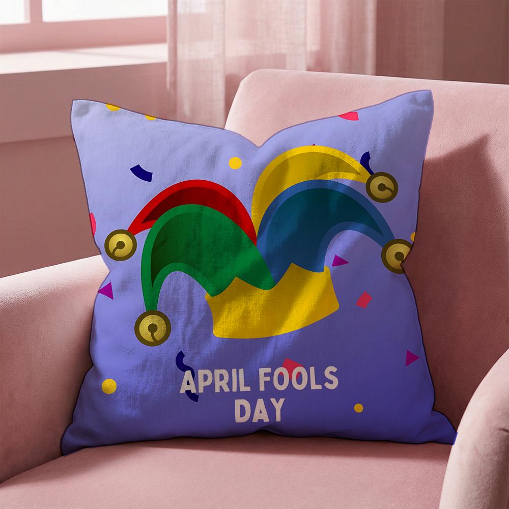 Holiday April Fools Day Cushion Cover MultiScene Pillow Cover for Home Car Reversible Soft Durable for Daily Use