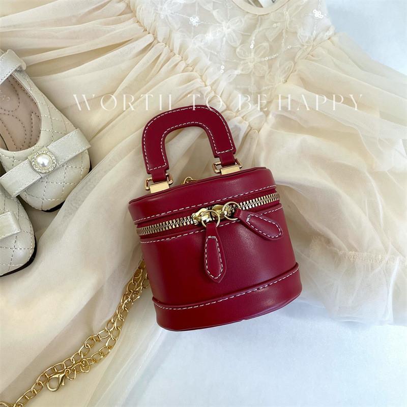 Stylish Mini Pu Bucket Bag For Girls With Chain Crossbody Design Perfect For Kids