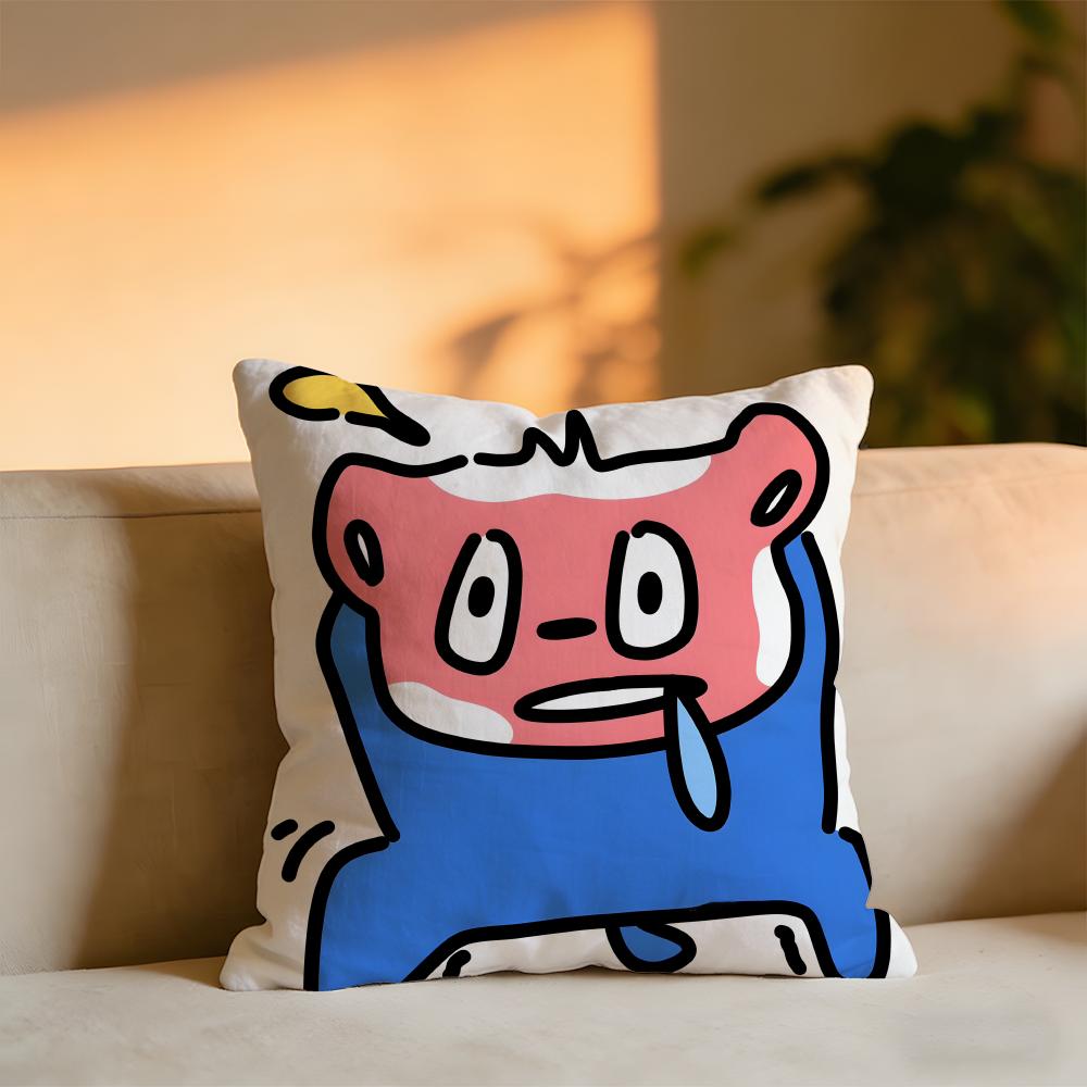 Weird Expression Doodle Cushion Cover Cozy Velvet Throw PillowSoft Warm Cushion For Sofa Bed
