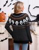 Women's Halloween Skull Jacquard Sweater: Autumn/Winter European & American Style, Round Neck, Long Sleeve Knitwear