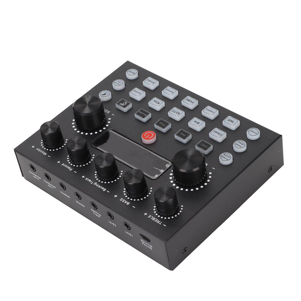 Sound Mixer Dual Channel Plug and Play USB Live Sound Card for PC Recording Gaming Live Streaming
