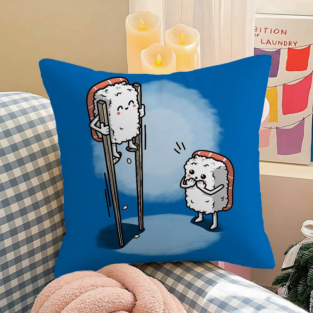 Cartoon Schattig Sushi Kussenhoes Sierkussenhoes Scandinavische Vintage Stijl Kussenhoezen Woonkamer Sofa Bank Zitdecor