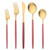 5Pcs/Set Pink Gold Tableware Stainless Steel Matte Dinnerware Cutlery Set Flatware Knife Dessert Fork Spoon Kitchen Accessories For Home