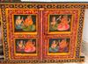 Painted Jharokha Wooden Frame: Antique Hindu God Ganesha Wall Decor