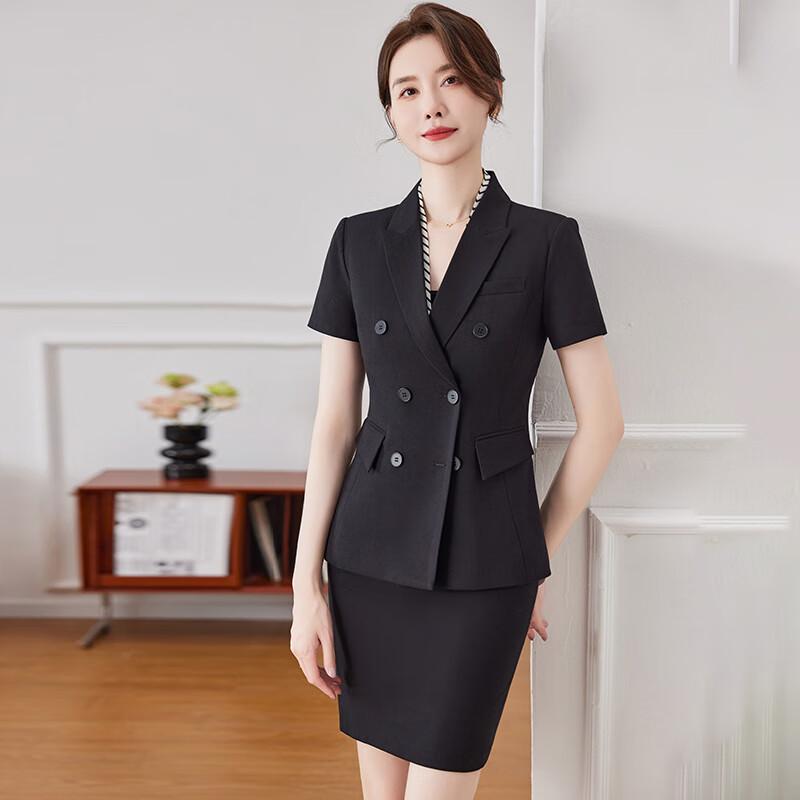Women's Summer Double-breasted Short-Sleeve Professional Suit Jacket
