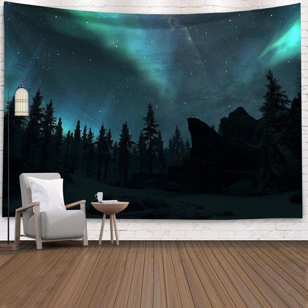 Starry Universe Fluorescent Tapestry Colorful UV Reactive  Home Decor
