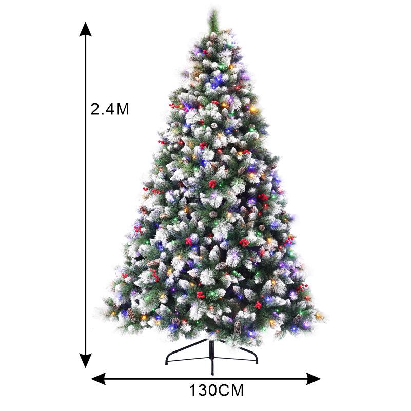Eco-friendly Flame-retardant Christmas Tree with Red Berries and White Greenery