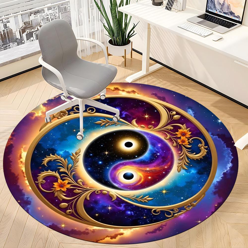 1pc Cosmic Yin Yang Symbol Chair Carpet for Office Non-Slip Mat for Office - Decorative Floor Mat  Yy251030222