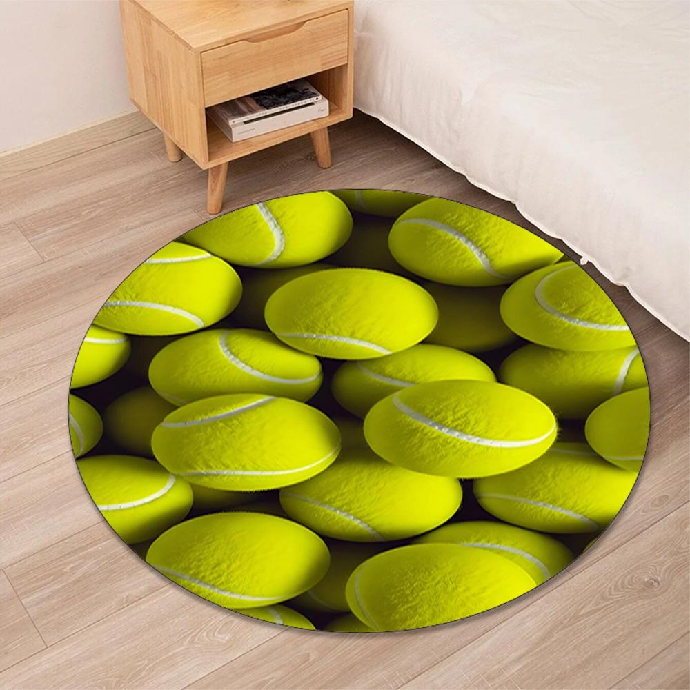 tennis Printed Round Rug Carpet Chair Rug Area Rug Entryway Doormats,for Office Chair Living Room Bedroom Kitchen Room.