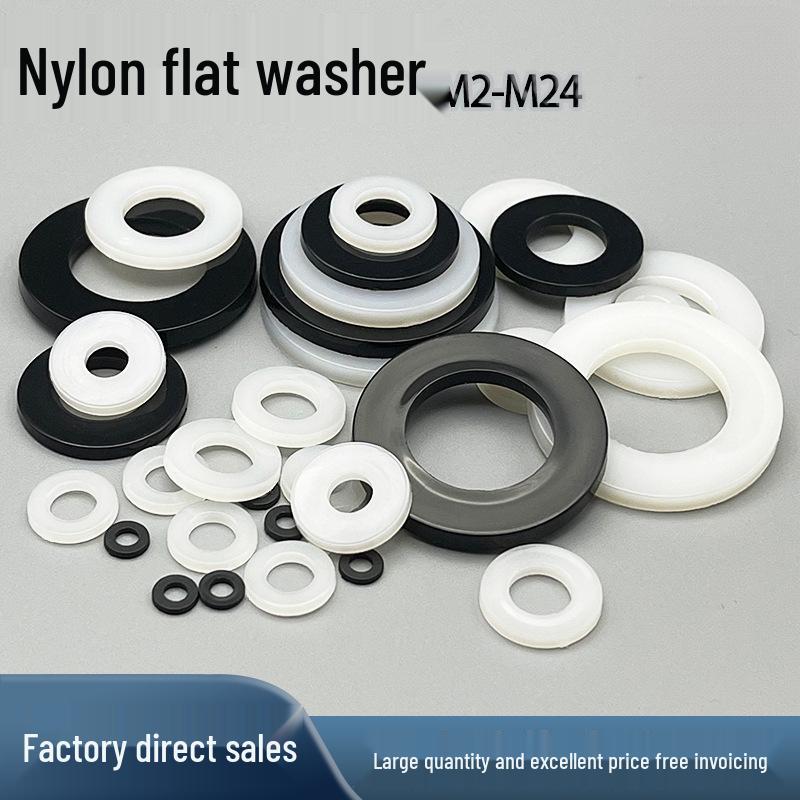 Nylon Insulating Wear-Resistant Flat Washers - Black & White, Round