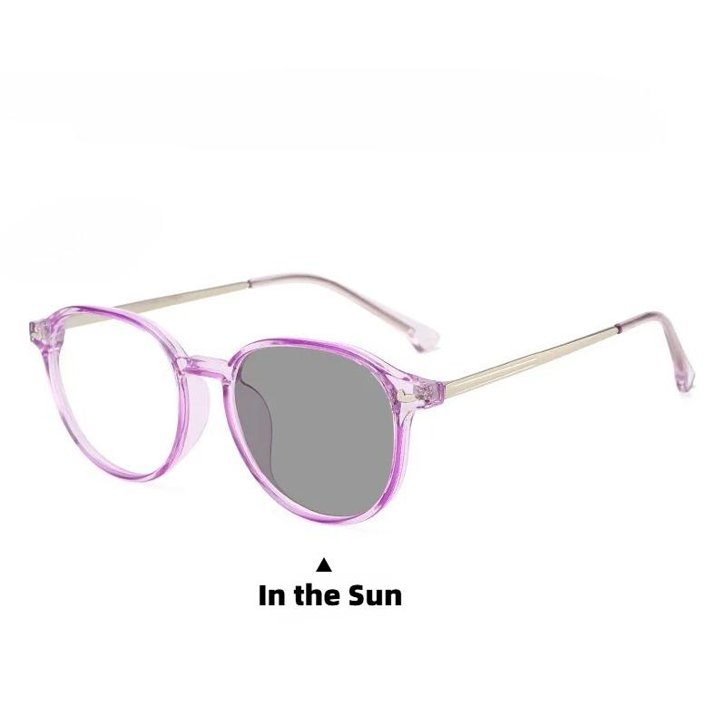 Fashionable Oval Frame Photochromic Myopia Glasses Women's INS Style Anti Blue Light Eyeglasses Minus Diopter 0 To -4.0