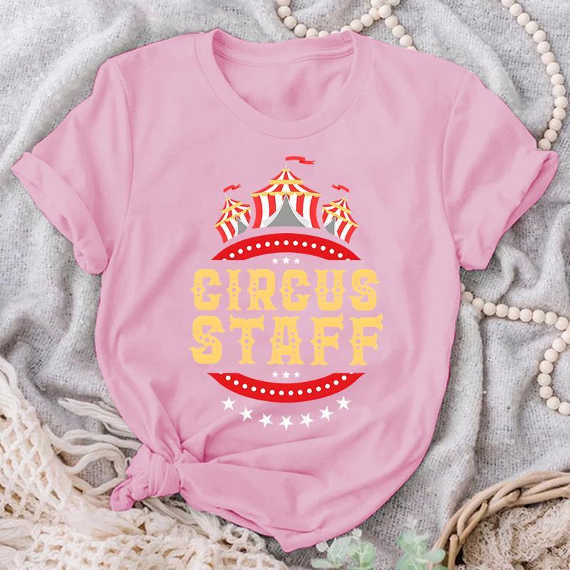 Cirkusový personál potisk tričko léto ležérní krátký rukáv tričko móda volná trička