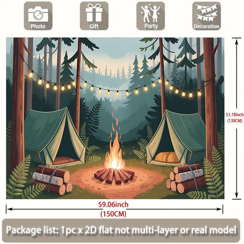 2D plane, 1 piece of forest camping-themed banner, suitable for events, weddings, and parties