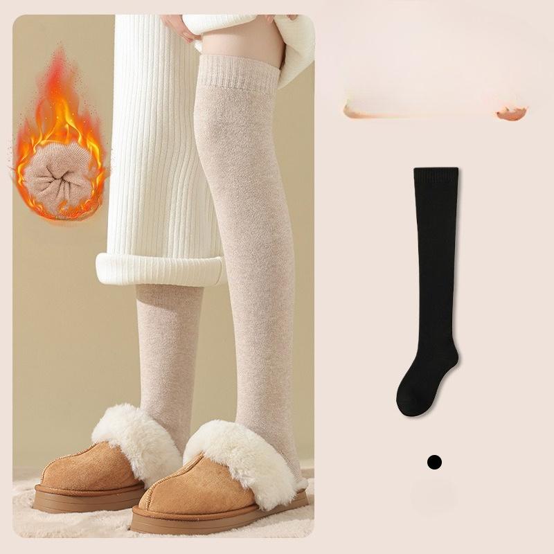 Cashmere Knee-high Women's Autumn and Winter Socks with Thickened Fleece and Anti-slip High-top Warm Loops