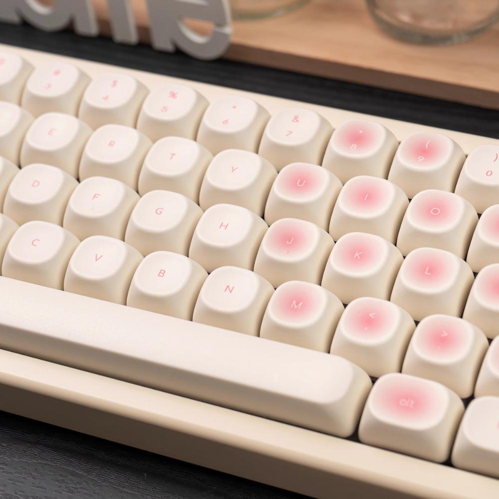 MOA Pink Heart Keycap Set PBT 123 Keys Teenage Girl Gift Keycap for MX Switch Modified Mechanical Keyboard Accessories