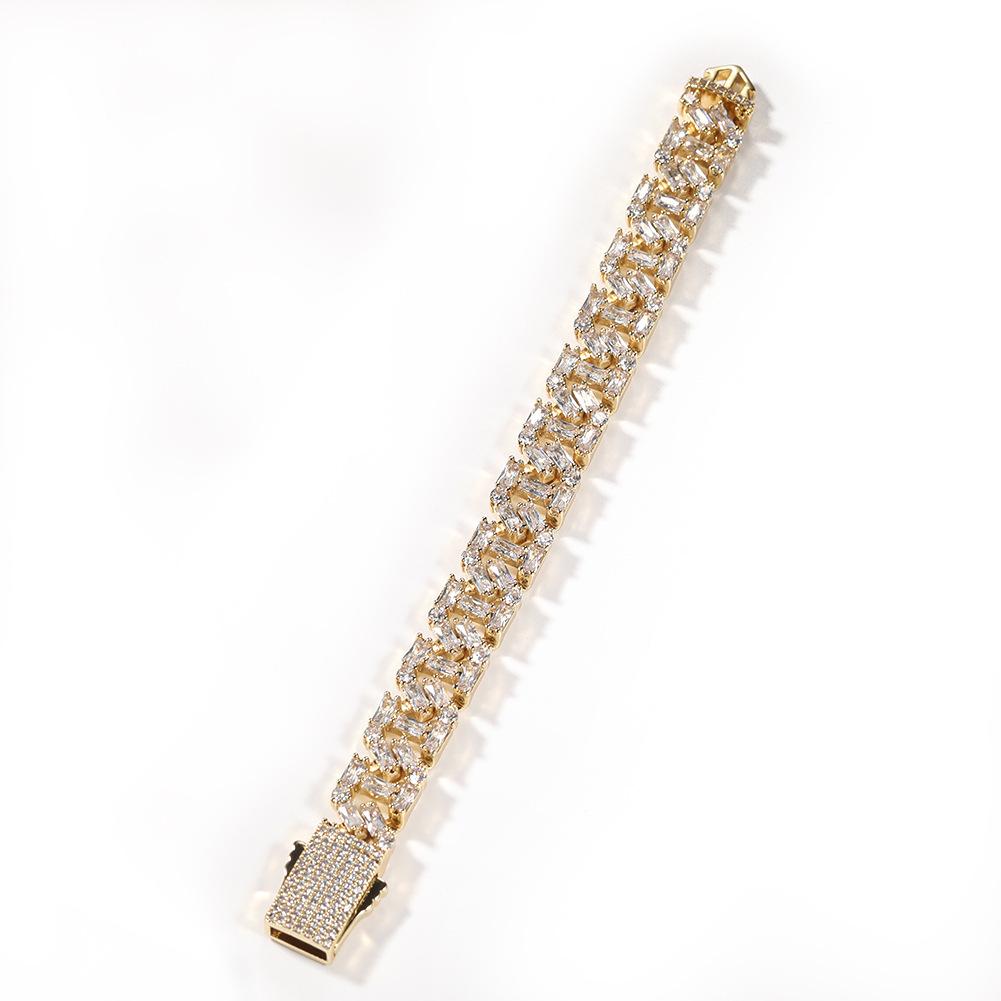 Hip Hop 13MM zircone CZ Copper gold silver cuban links chain ankle bangle bracelet women