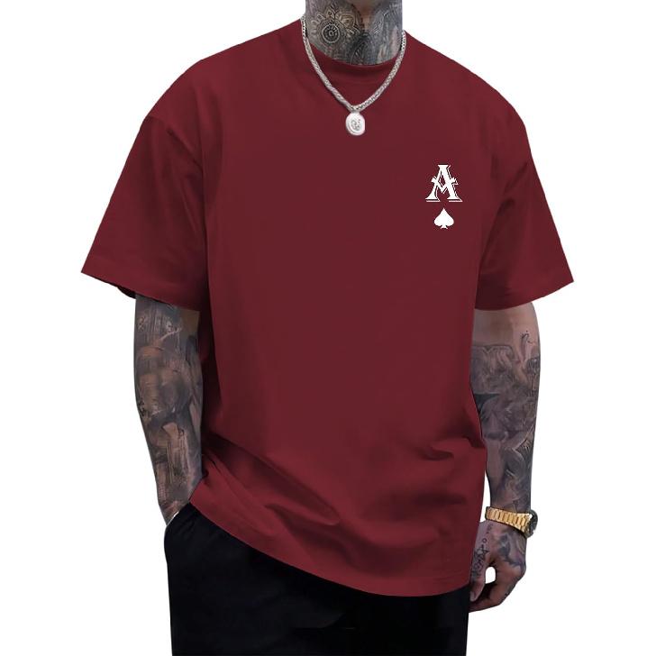 Men's Graphic Tees Vintage Oversize T Shirts Poker Ace of Spades Shirt Streetwear Rapper Casual Tee Top
