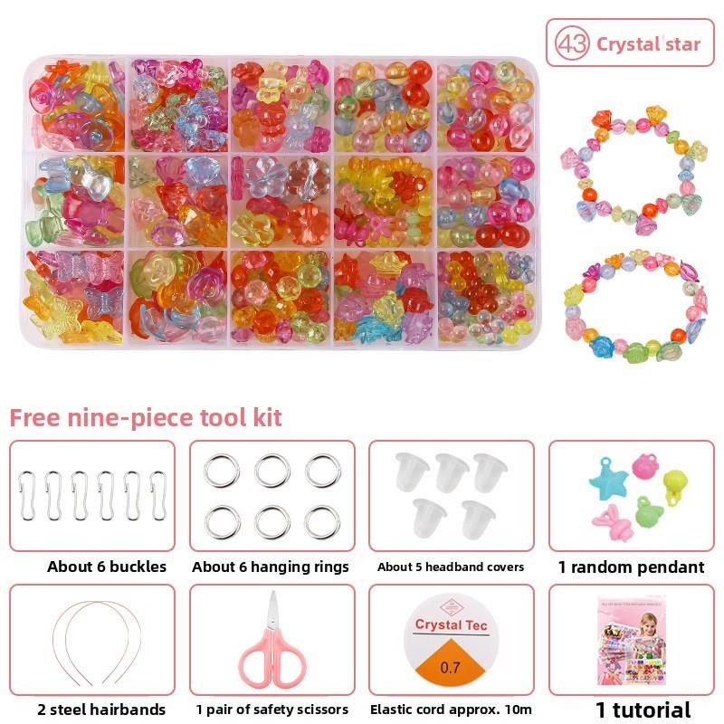 Children Bead Crafting Set Colorful Plastic Materials Handmade Accessories Gift