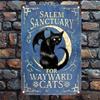 D Tin paintingVintage Salem Sanctuary Metal Sign Bat Cat Moon Gothic Wall Decor for Home