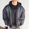 Unisex Korean Style Hooded Pilot Jacket - Faux Two-Piece Baseball Design for Autumn/Winter
