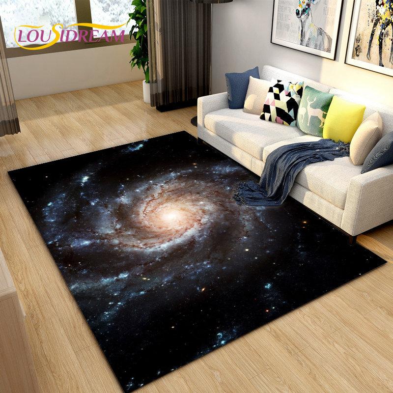 Tappeto Area Stelle Spazio Universo Galassia, Tappeto per Soggiorno Decorazione Camera dei Bambini, Tappetino Antiscivolo per Gioco e Gattonamento Bambini