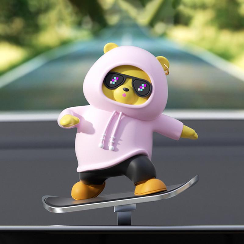 Cartoon Animal Car Interior Center Console Decoration Sliding Bear Dashboard Ornament Anime Auto Accessories 2024Creative Gifts