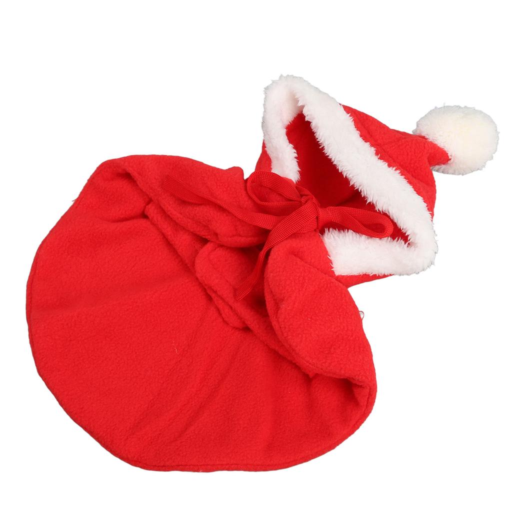 Pet Christmas Cloak Warm Soft Skin Friendly Cute Hooded Dog Cape Apparel for Puppy Cat Red L