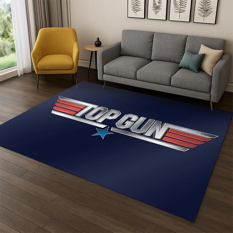 Classic Movie Top Gun Sign Tom Cruise Carpet Rug for Bedroom Living Room Sofa Doormat Home Decor,Kid Game Area Rug Non-slip