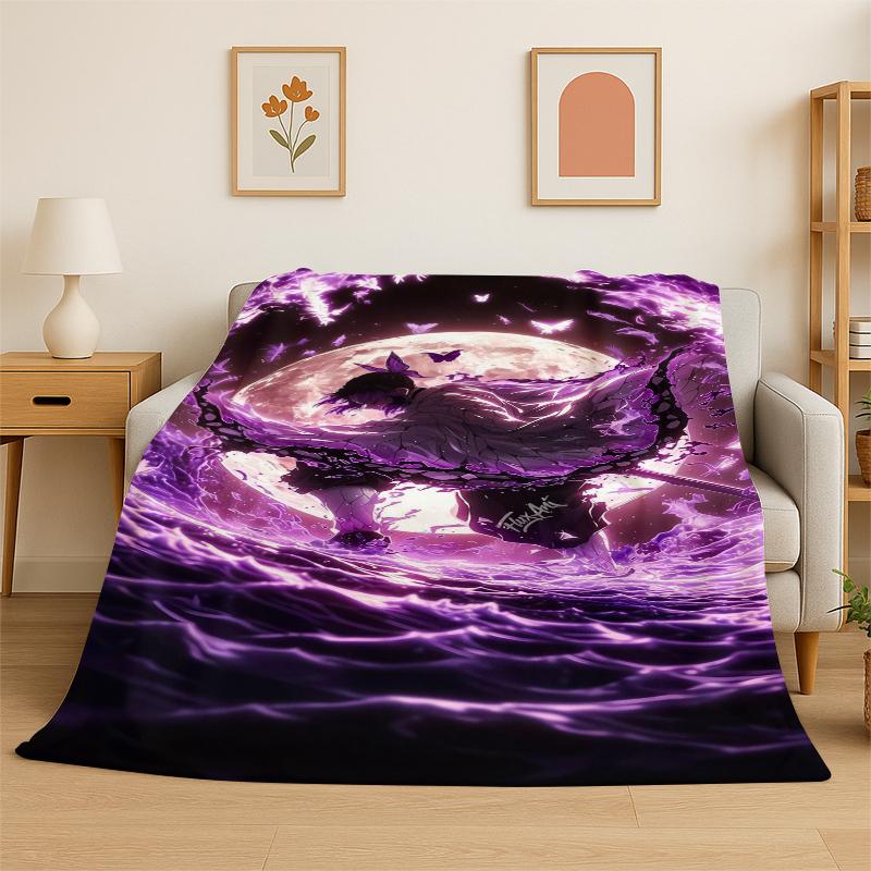 Cartoon Demon Slayer Anime Kamado Nezuko Tanjirou Flannel Blanket Soft Warm Throw Blanket for Bedroom Living Room Bed Travel