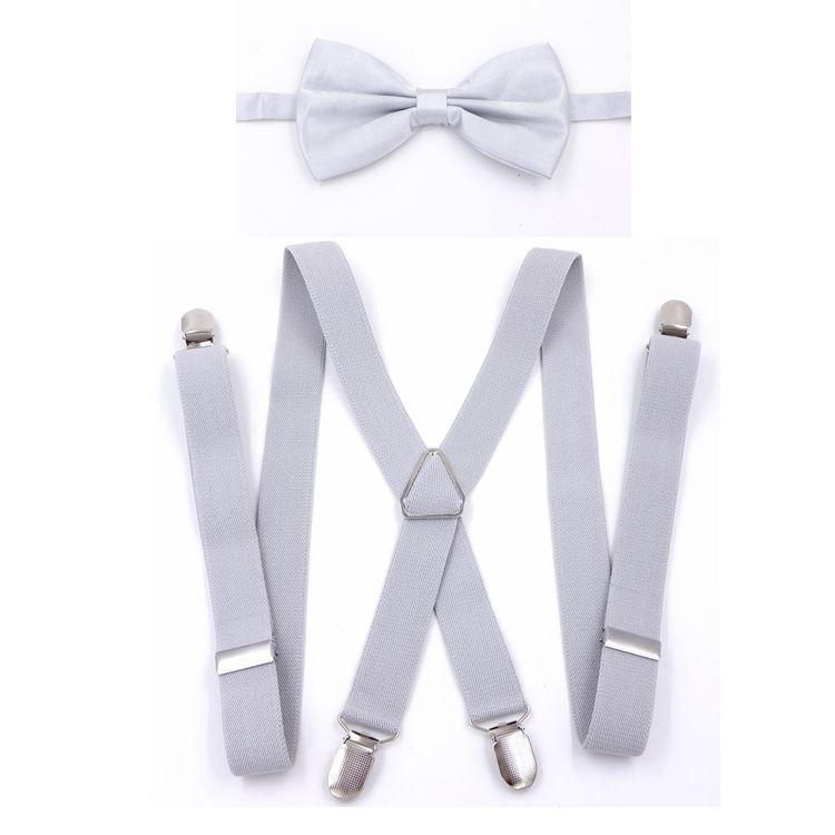 Unisex X-Shape Adjustable Black Suspenders with Bow Tie for Weddings & Performances.