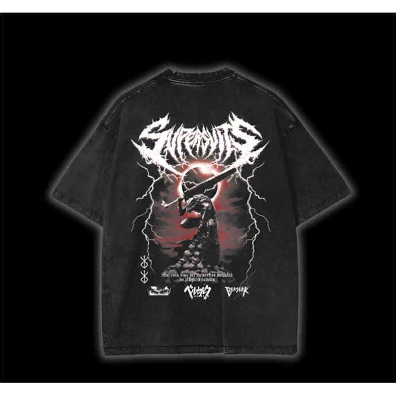 Harajuku Vintage Black Anime Print Men's Streetwear T-Shirt