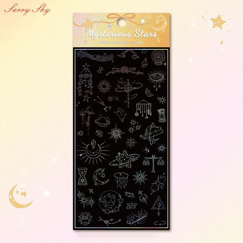 Retro laser stickers, creative hot silver colorful stickers, DIY account decoration materials, butterfly flower stickers