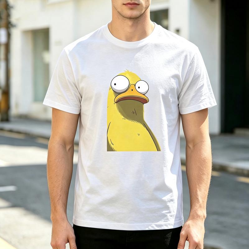 Funny Cartoon Duck Face Graphic T Shirt For Unisex 100 Cotton Crewneck Casual Humor Animal Tee For Summer Streetwear Daily Wear