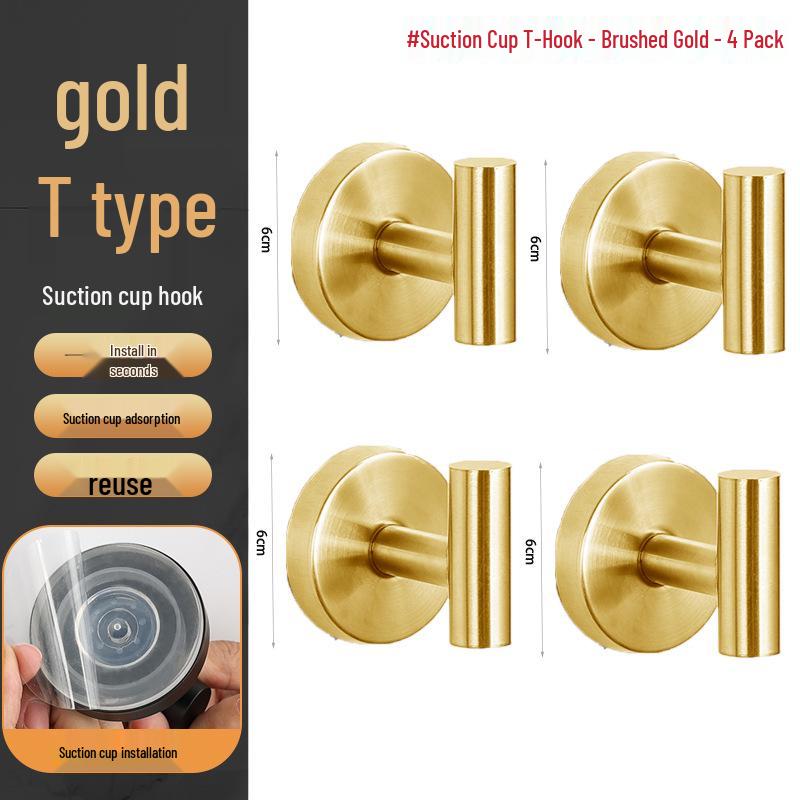 Stainless Steel Traceless Vacuum Suction Cup Hook for Kitchen and Bathroom Towels