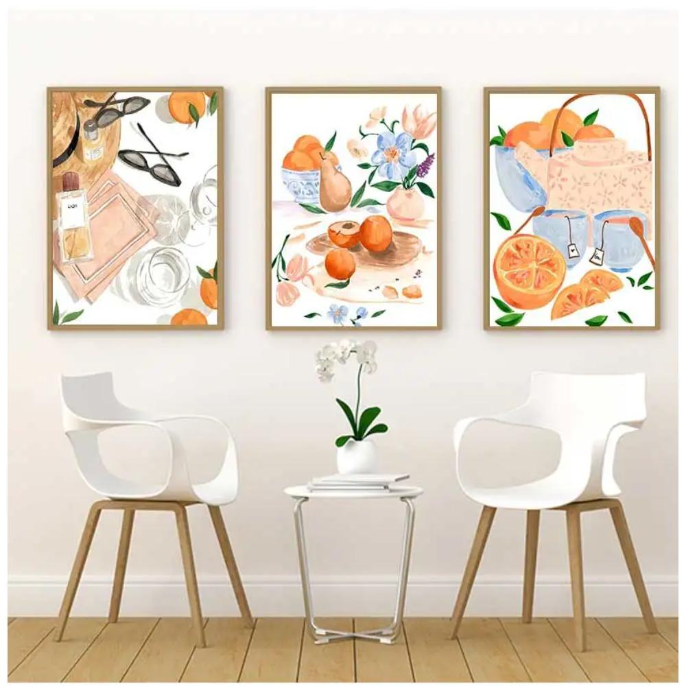 Abstract Wall Art Pool Party Fruit Plate Ladies Free Time Nordic Posters and Prints Oil Painting Living Room Decoration Pictures