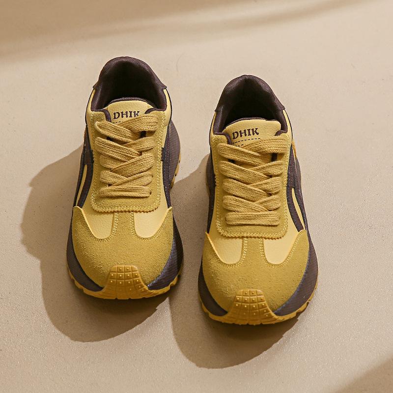 

BN021 new 2025 summer and autumn thick-soled heightening women s shoes board shoes splicing leather surface sports and leisure shoes student tide 40