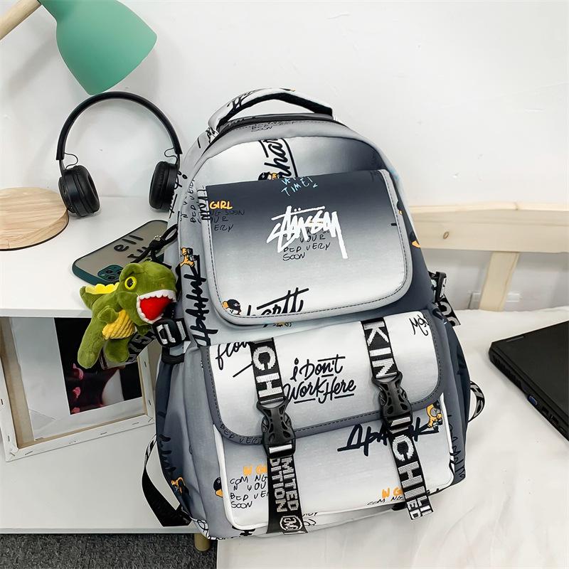 Spot Graffiti Streetwear Lightweight Backpack for Students & Casual Use