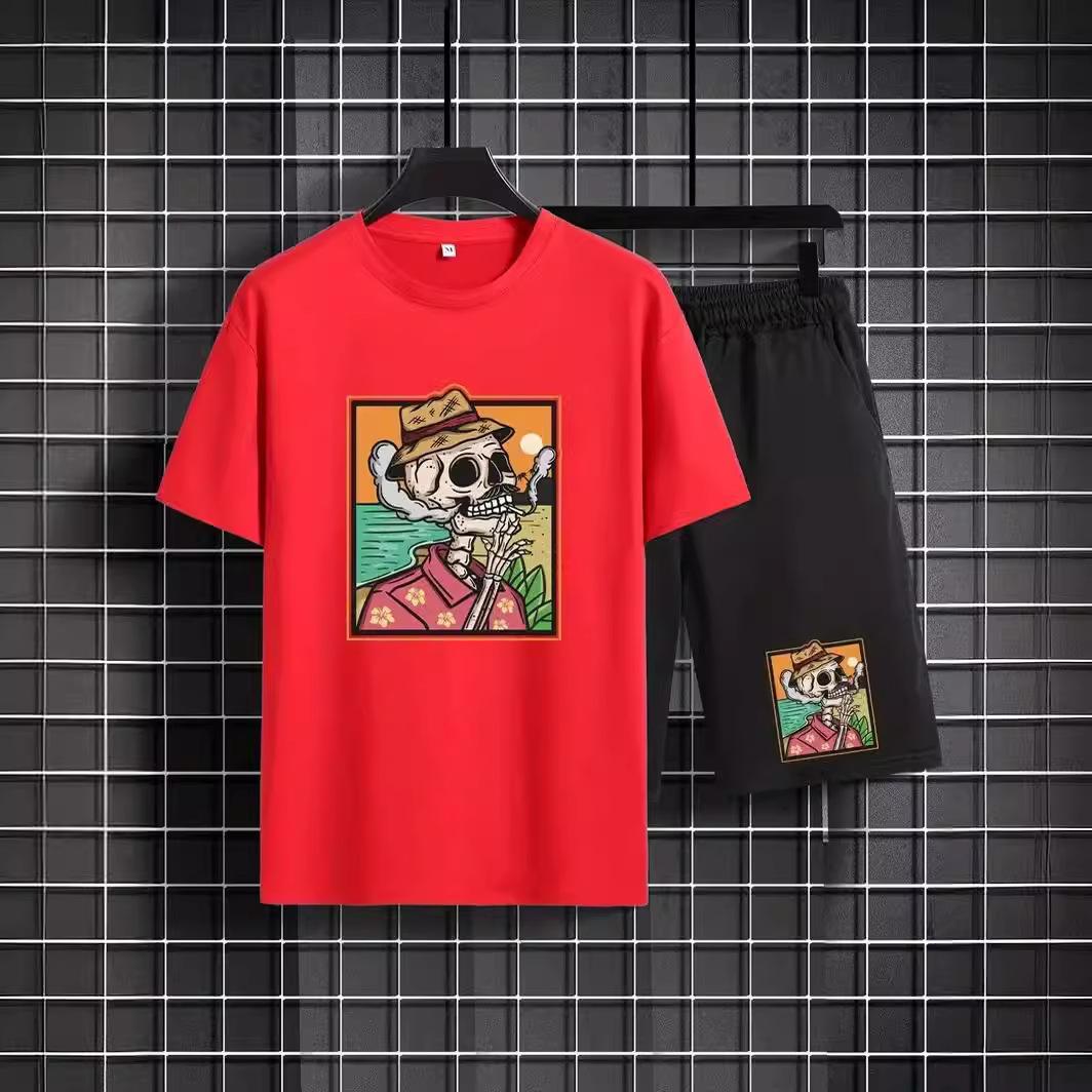 

Модные мужские наряды с медвежьим узором из 2 предметов, повседневная футболка с круглым вырезом с короткими рукавами и шорты на шнурке на лето, мужская одежда для тренировок на отдыхе 6XL