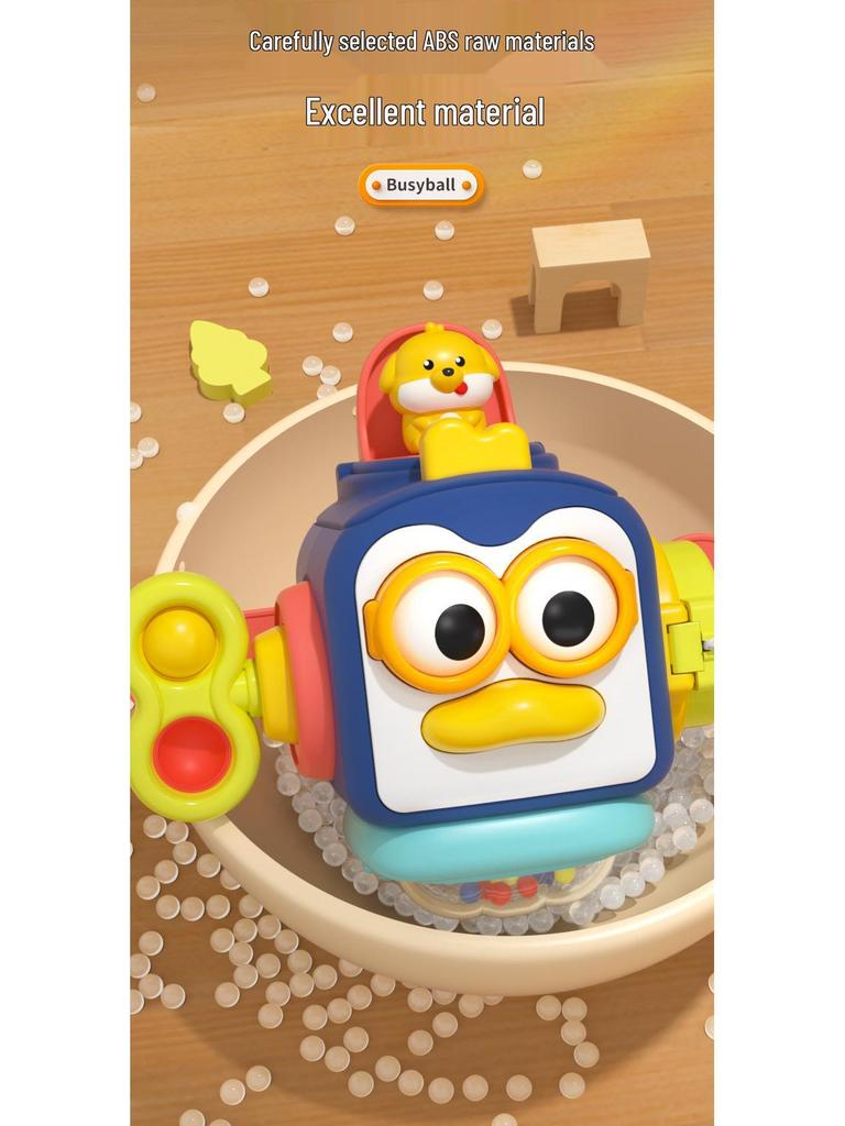 Infant Busy Ball: Early Education Tactile Puzzle Hexahedron with Hand-Grip and Soothing Features.