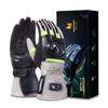 Hompres Heated Gloves 11.1V, Zone Heating Control, Waterproof/Windproof Motorcycle Heated Gloves (Off White/Black, XL)