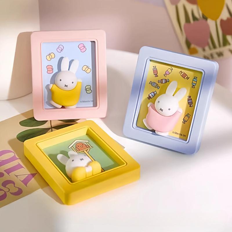 Genuine Miffy Photo Frame Phone Stand Blind Box Cute Refrigerator Magnets Folding Support Kawaii Model Creative Toys Girls Gifts