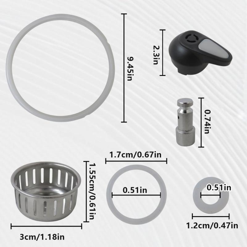 Pressure Cooker Steam Release Valves Set with Silicone Sealing Rings Pressure Cooker Exhaust Part Suitable for 6L