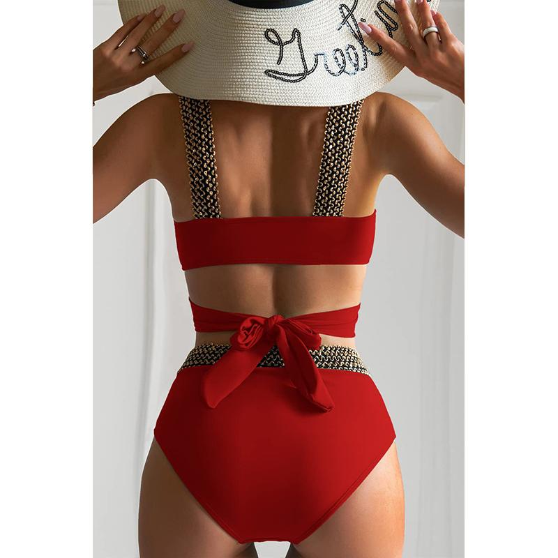 Sommer Push Up Frauen Klassische Badeanzug Hohe Taille Bikini Set Zwei Stücke Bademode Weiblichen Strand Badeanzug